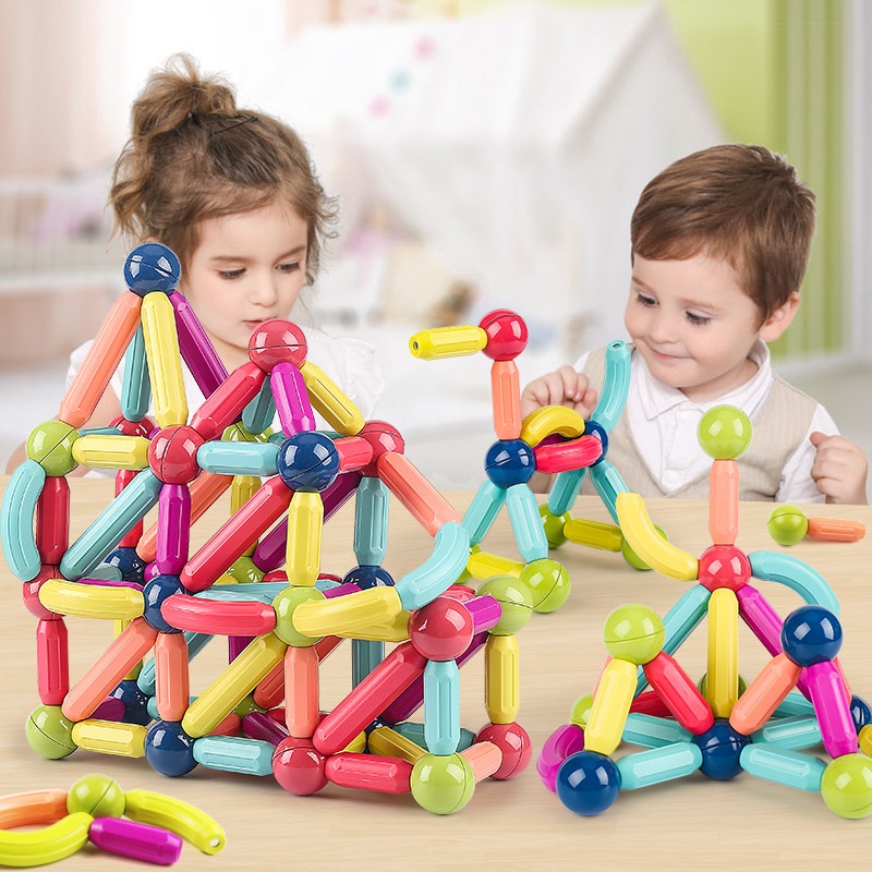 Bộ đồ chơi ghép hình nam châm 64 chi tiết,84,42,36,25 cho bé phát triển tư duy sáng tạo, chất liệu ABS an toàn