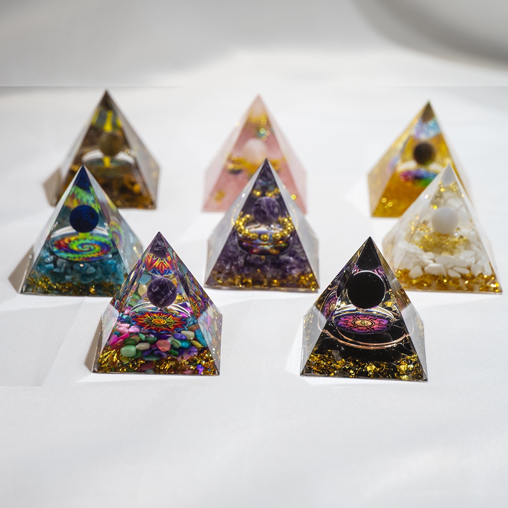 Kim Tự Tháp Thạch Anh Tím Thạch Anh Tím Pha Lê Chakra Resin Tự Nhiên Trang Trí Phòng Thiền