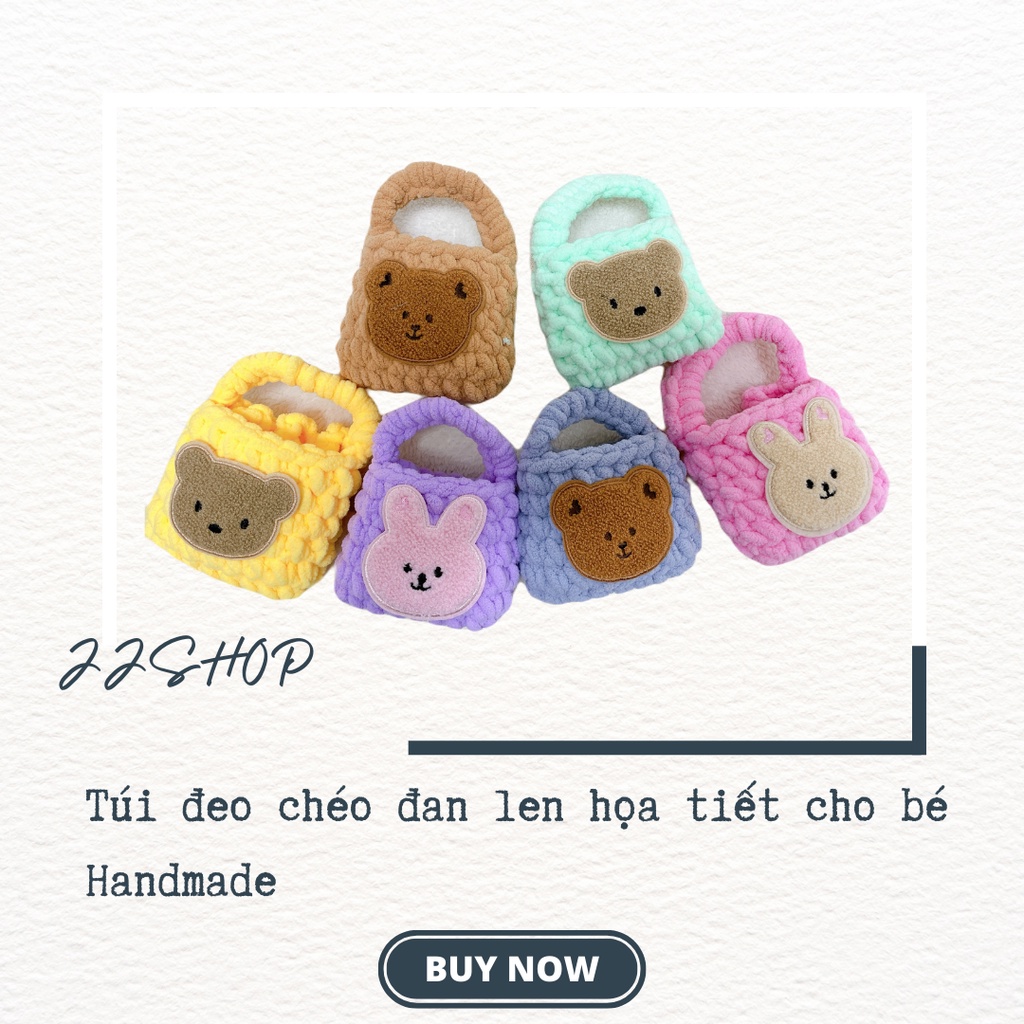 Túi Đeo Chéo Đan Len Họa Tiết Dễ Thương Cho Bé - Hàng HANDMADE