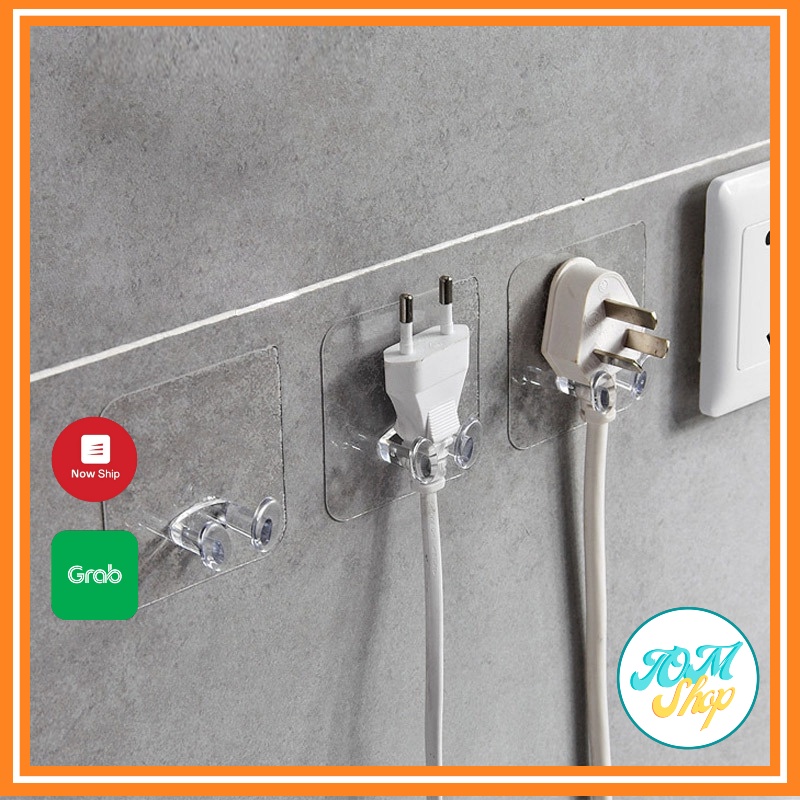 Móc Dán Tường Treo Phích Cắm Điện Trong Suốt Chịu Lực Tiện ích TOMSHOP A172