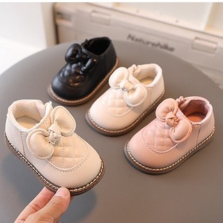 Bốt cổ ngắn khóa sườn tiện lợi cho bé gái đính nơ xinh xắn sz 16-25