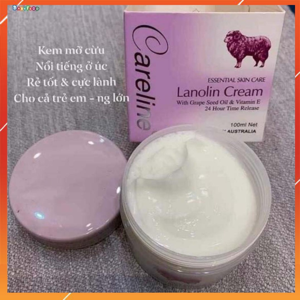 Kem dưỡng ẩm nhau thai cừu Lanolin Cream, Kem nhau cừu Placenta Cream hãng Careline hủ 100ml từ Úc - Chính hãng