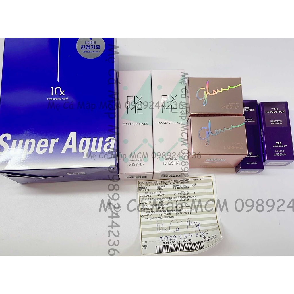 Dòng làm sạch và dưỡng ẩm da tẩy da chết Missha Super Aqua 10 HA MCM Mẹ Cá Mập