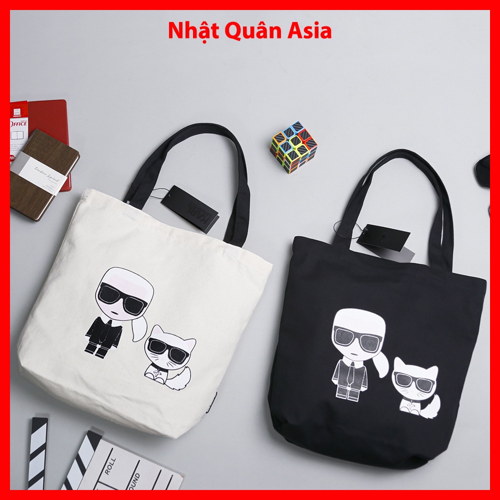 Túi tote canvas Karl Lagerfeld có ngăn nhỏ tiện lợi bên trong - Nhật Quân Asia nhatquanasia tui canvas