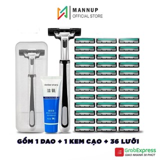 Set Dao Cạo Râu 36 Lưỡi Kép + Tặng Kèm Tuýp Kem Cạo Râu -  Nhỏ Gọn, Tiện Lợi, Dễ Tháo Rời Thay Thế