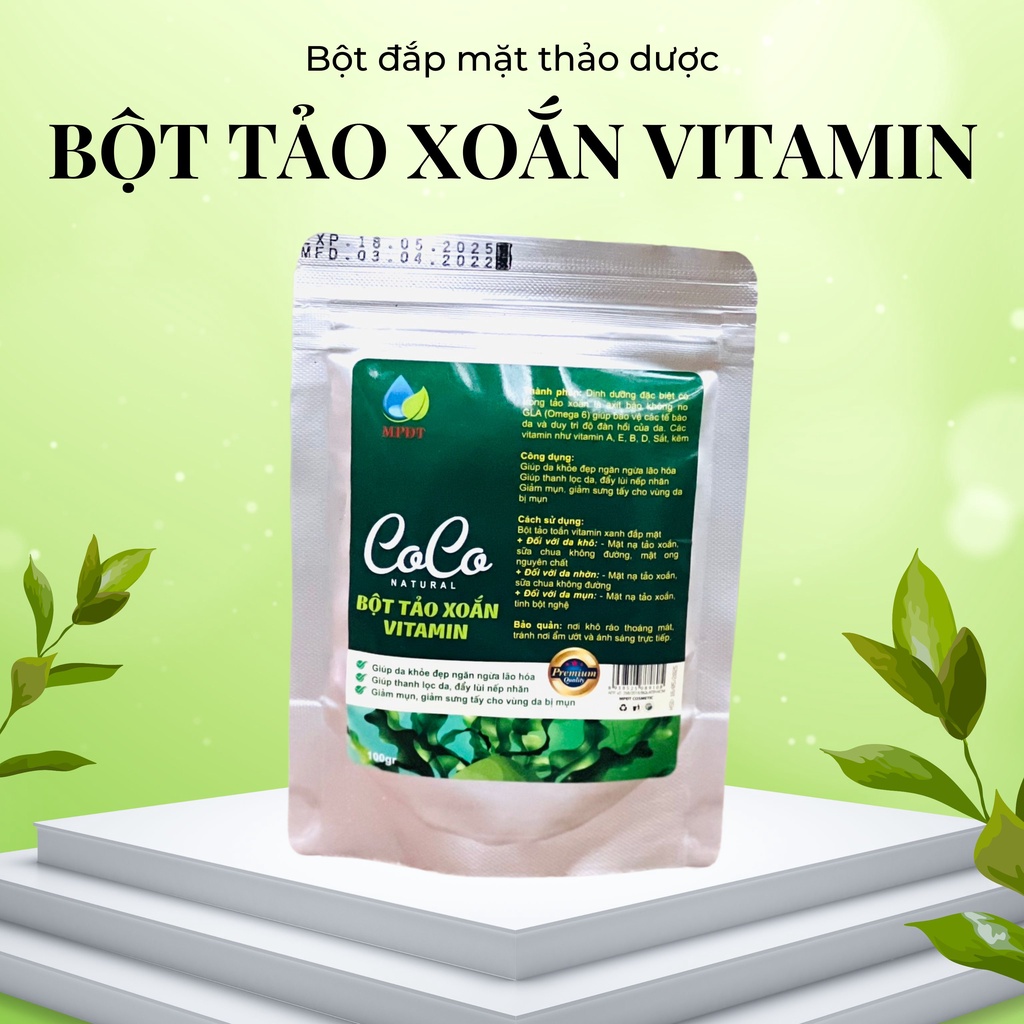 Bột tảo xoắn đắp mặt nạ, bột tảo biển đắp mặt nạ dưỡng trắng làm đẹp da giảm thâm mụn mờ nám , tàn nhang