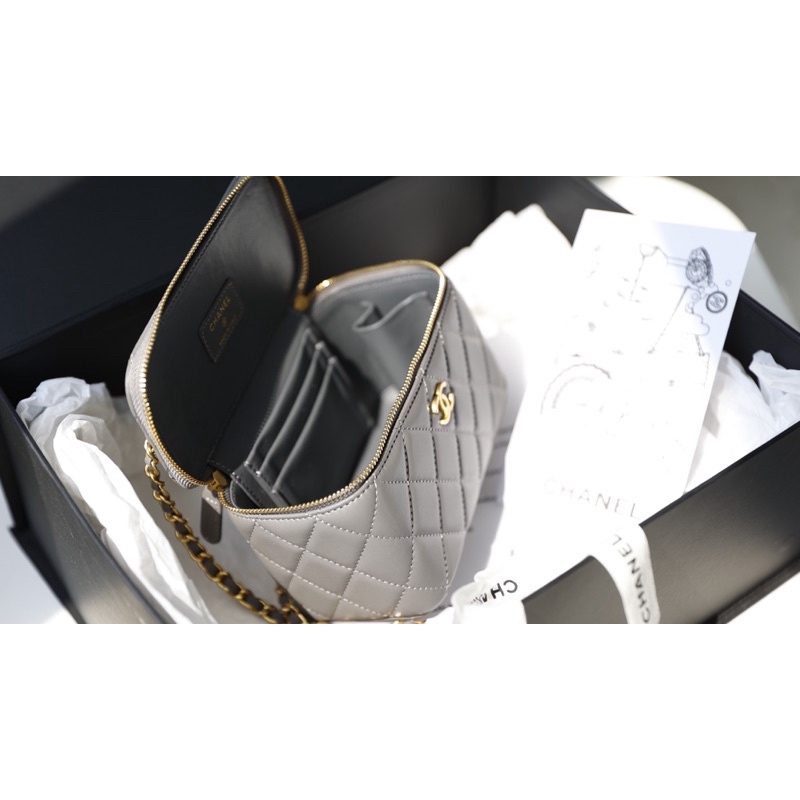Túi quai xách Cha.nel Vanity cốp size 18cm da bê fullbox
