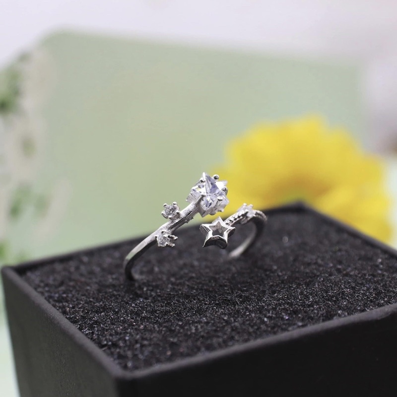 Nhẫn nữ ngôi sao bạc ta siêu xinh , free size - Vàng Bạc Khải Khải