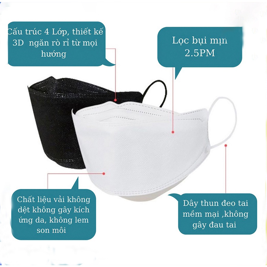 Set 10 - khẩu trang 4 lớp KF94 kháng khuẩn cực tốt lên đến 99,45% và lọc bụi siêu mịn PM