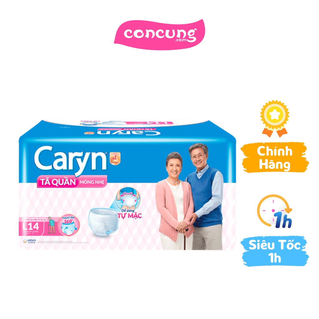 Tã quần năng hoạt Caryn loại mỏng nhẹ size L (bụng 75-100 cm) 14 miếng