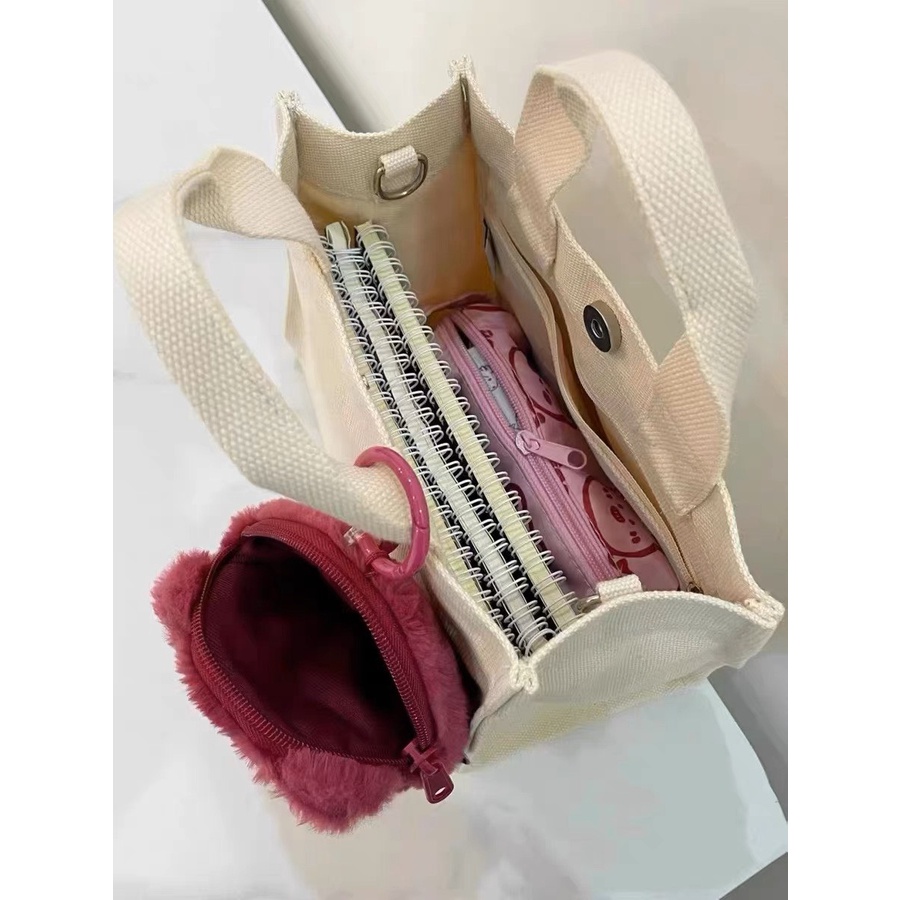 Túi tote quai dài,  in chữ Lotso có kèm túi nhỏ hình gấu Dâu Losto, xinh xắn đáng yêu