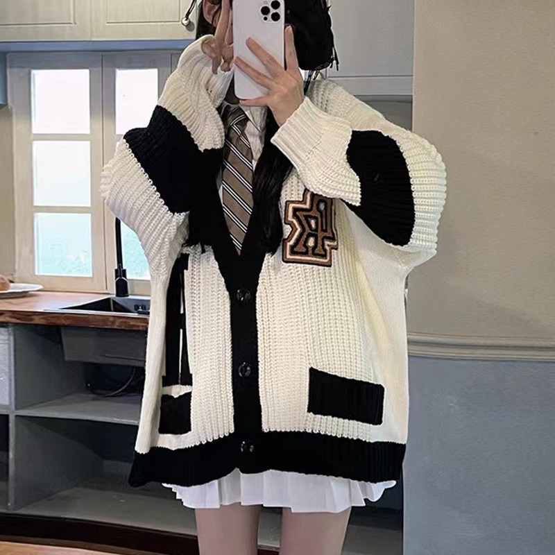 Áo Khoác Cardigan Dệt Kim Ngắn Dáng Rộng Phong Cách Retro Thời Trang Mùa Thu 2022 Mới Dành Cho Nữ