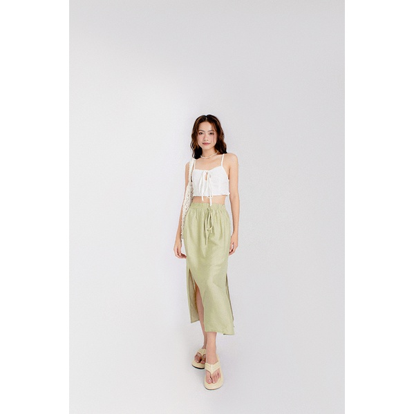 Áo hai dây thắt nơ màu trắng Lily Top - Laimer