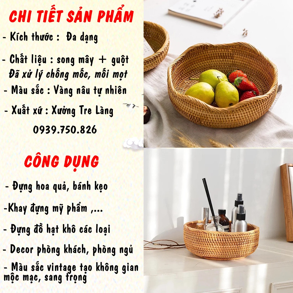 Bát mây tre đan Tre Làng đường kính 20cm - 26cm