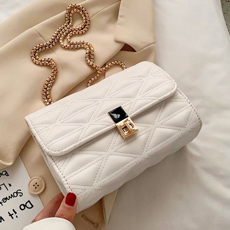 Túi Đeo Vai Nhỏ Hình Thoi Phối Dây Xích Thời Trang Cho Nữ