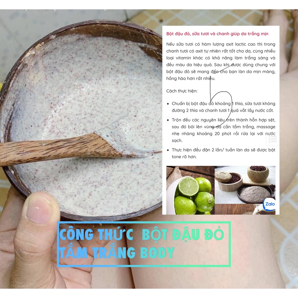 Ủ trắng cafe đậu đỏ tẩy tế bào chết, làm da trắng sáng