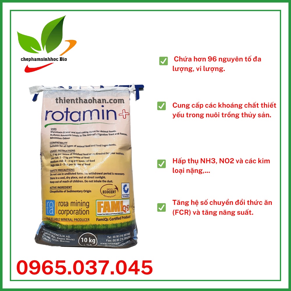 Khoáng Rotamin tạt cho tôm. Bao 10kg