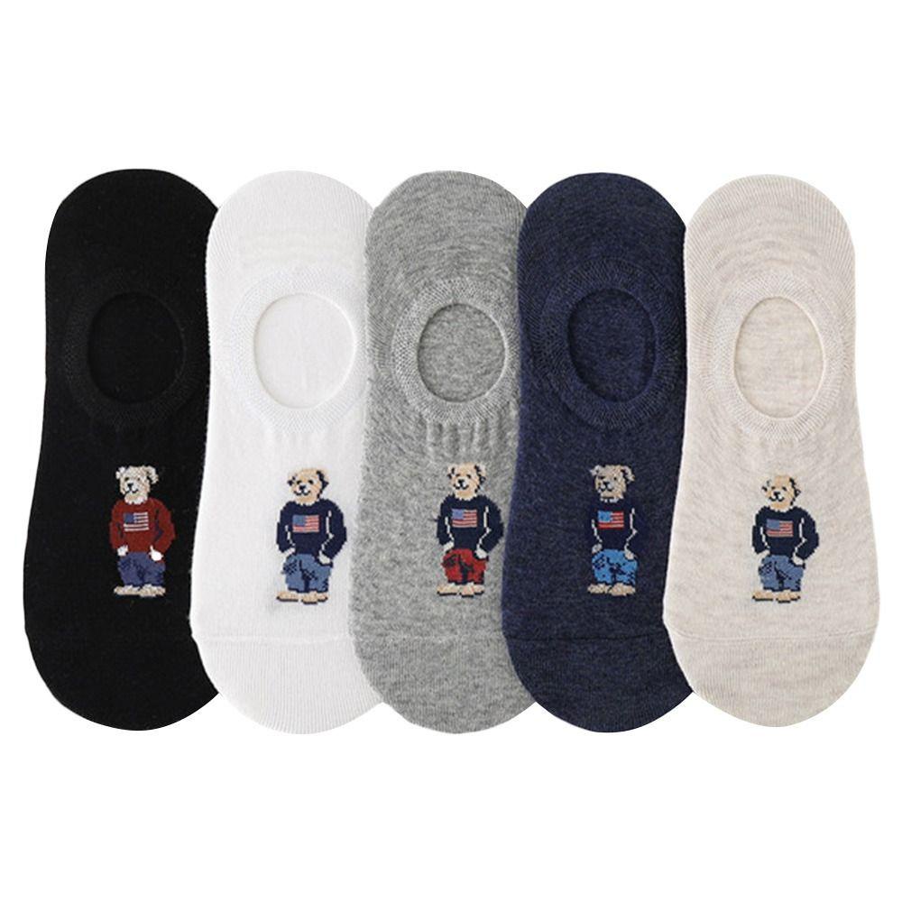 Myrongvn Set 5 Đôi Vớ Thuyền Miệng Nông Bằng Cotton Nhẹ Chống Khử Trùng Họa Tiết Hoạt Hình Cho Nam Và Nữ