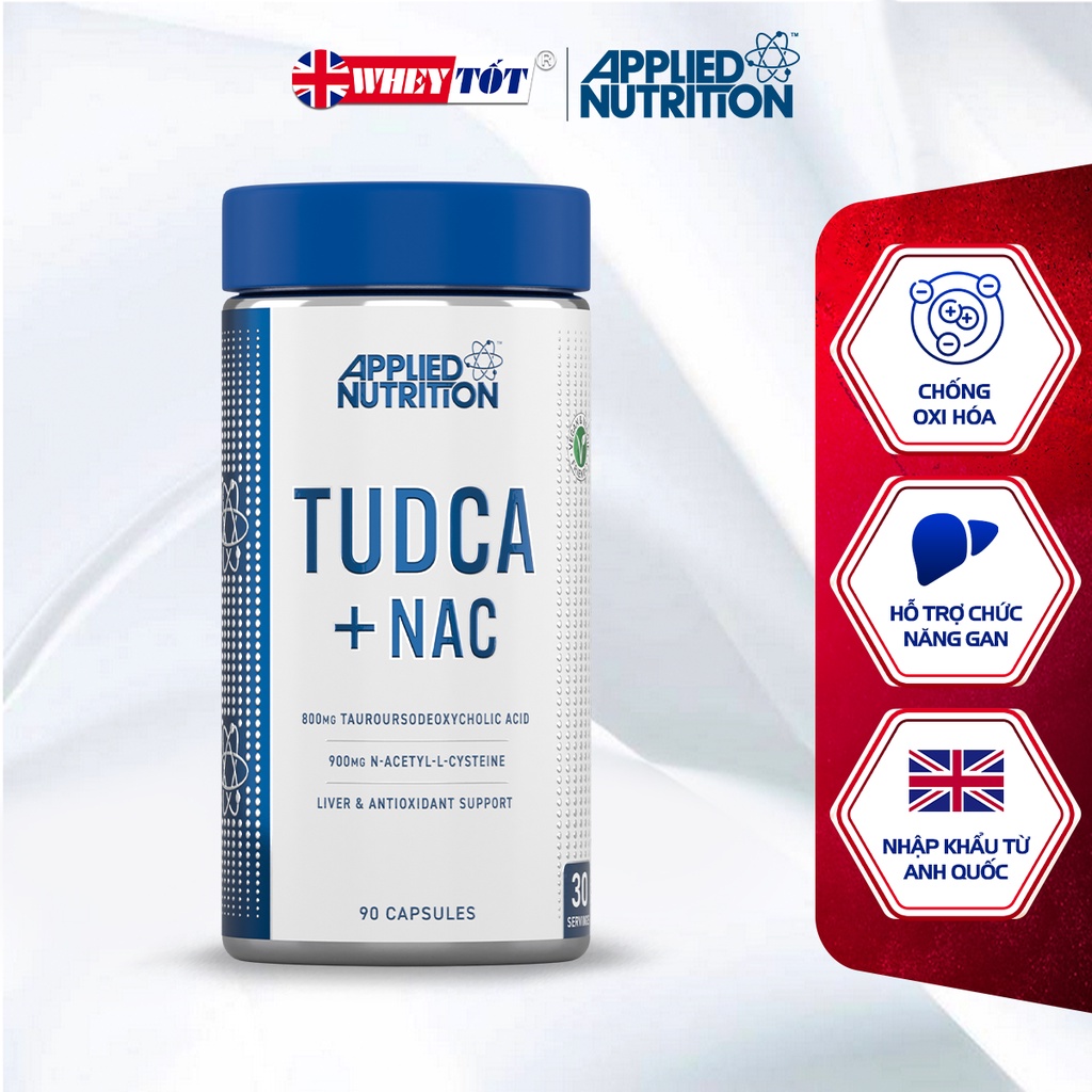 Viên uống tăng chức năng gan và chất chống oxi hóa Tudca & Nac Applied Nutrition
