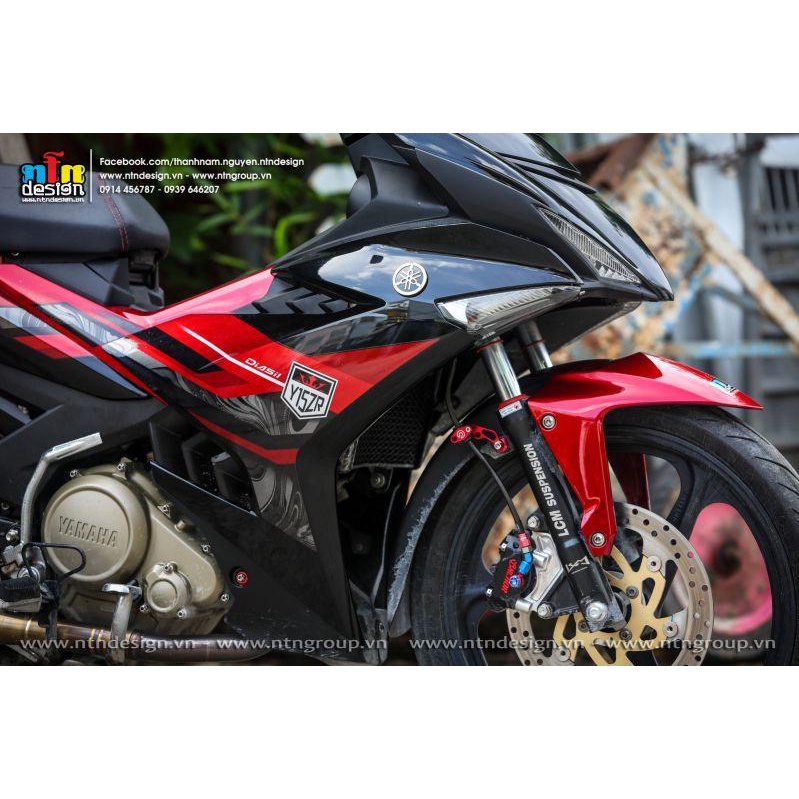 TEM RỜI mẫu Y15ZR 2022 họa tiết bắt mắt cho Exciter 150 đỏ đen