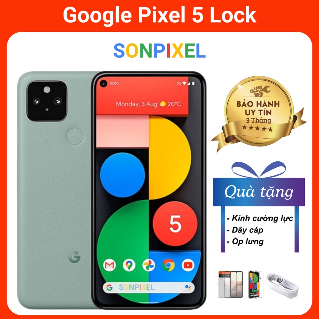 Google Pixel 5 (Lock) Điện Thoại GG Chip Snapdragon 765G Ram 8G/128GB. Chơi Game Tốt Quốc Tế, Cũ Giá Rẻ, Sonpixel.