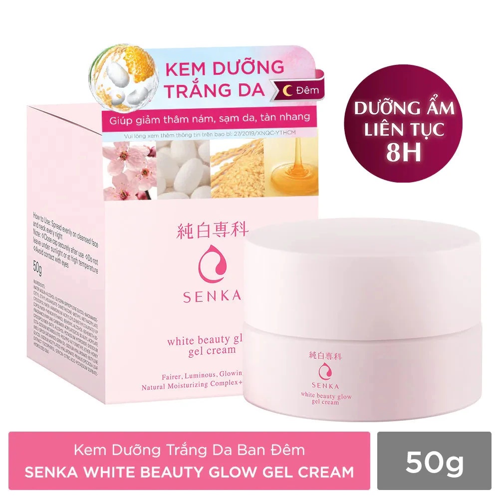 Kem Dưỡng Trắng Da Ban Đêm Senka White Beauty Glow Gel Cream (50g)