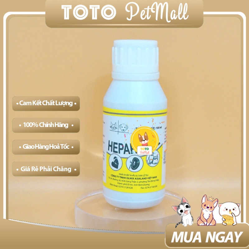 Chai Heparenol (Hàng Pháp) Bổ Gan Mật, Hỗ Trợ Tiêu Hóa Cho Chó Mèo Chai 100ml 🎉 Totopetmallhn