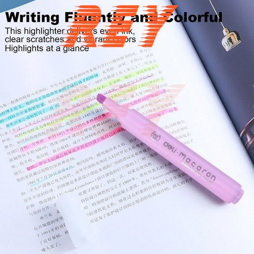 Hộp 6 bút dạ quang highlighter gồm 6 màu macaron Miyou Deli U12-6C