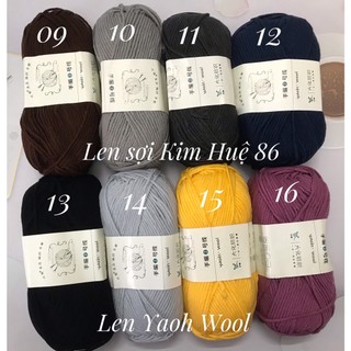 Len Yaoh Wool (Shuxi Wool)-Sợi xe từ 90% xơ staple tổng hợp, sợi móc(từ polyeste) 100gr/ cuộn,MH: 23561.hiệu: Yaoh Wool.