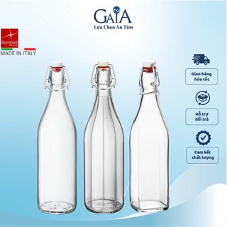 Chai thủy tinh nắp gài kín hơi 10 cạnh nhập khẩu Ý(Italy) 1 lít