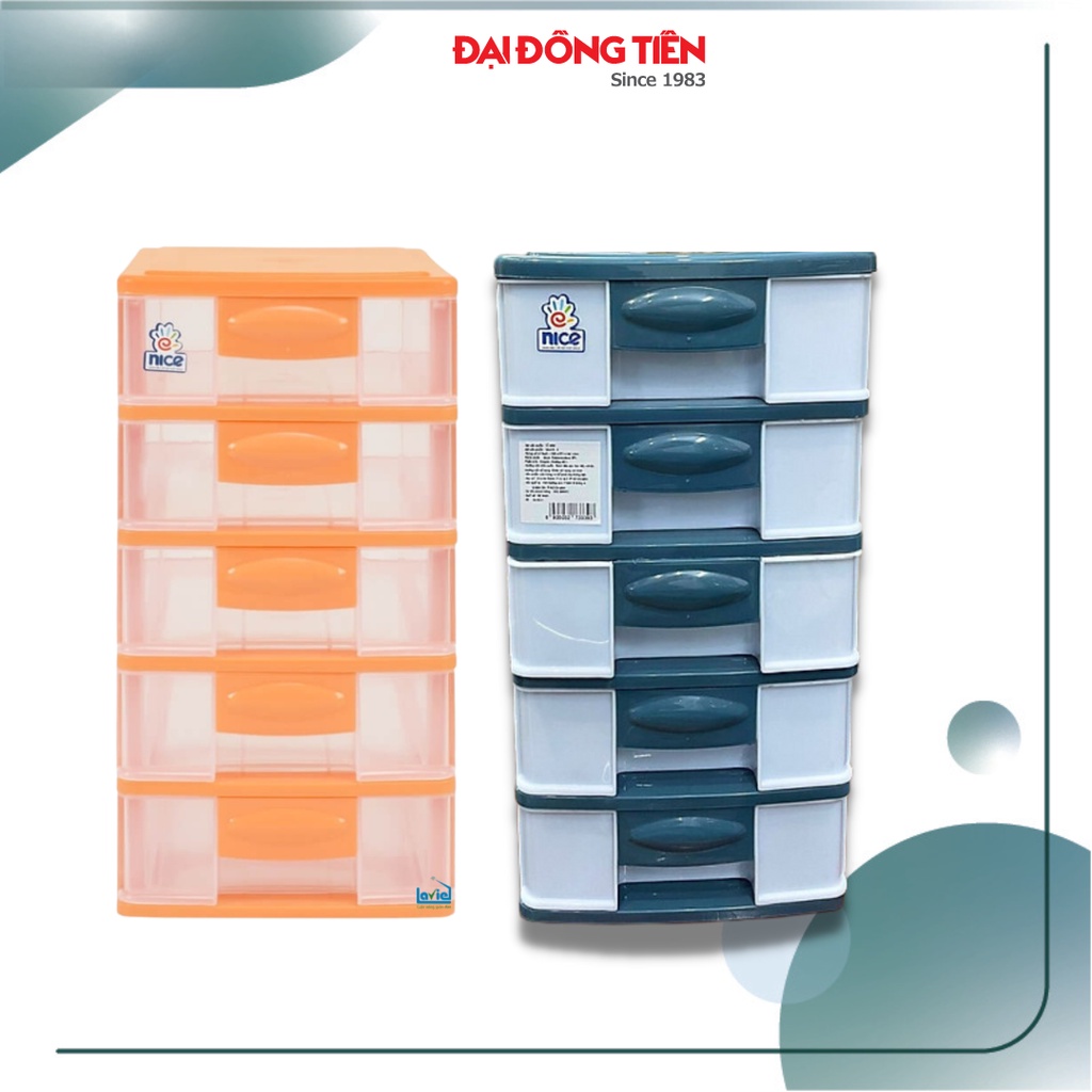 Tủ nhựa mini 5 ngăn kéo đựng các vật dụng nhỏ để bàn tiện lợi tiết kiệm không gian Đại Đồng Tiến KT 18.5*27*36cm
