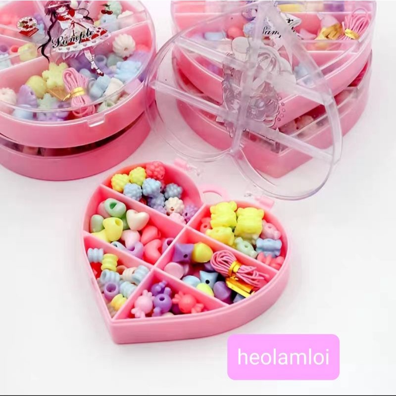 Hộp xâu chuỗi rẻ đẹp, size gần 10cm [đồ chơi cho bé gái làm vòng tay, dây chuyền]