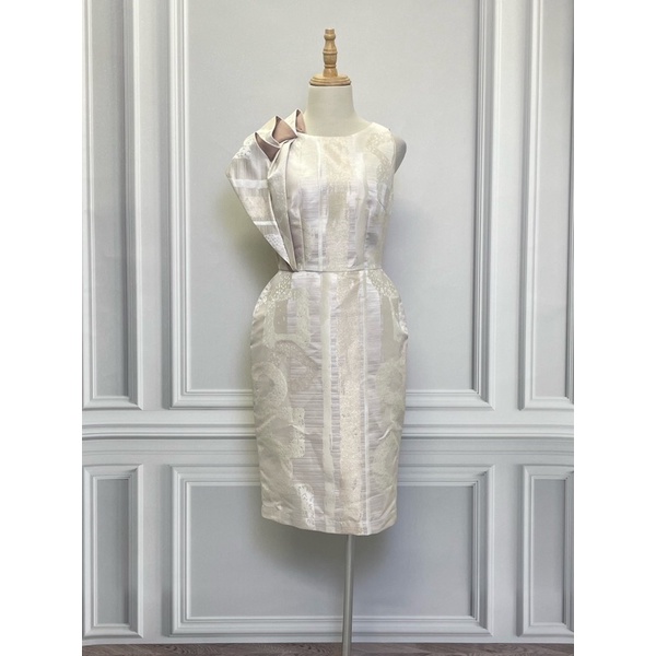 Váy MYMY hàng hiệu chính hãng thời trang nữ V742 màu be size 2 secondhand thanh lý ký ký gửi