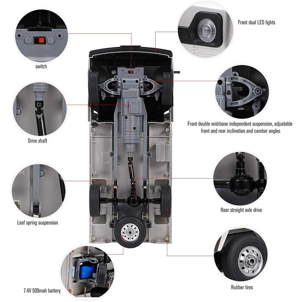 Xe điều khiển bán tải WPL D12 size 1/10 mô hình ô tô RC công an phường Su cóc Suzuki Carry 5 tạ D 12 D-12 bản RTR