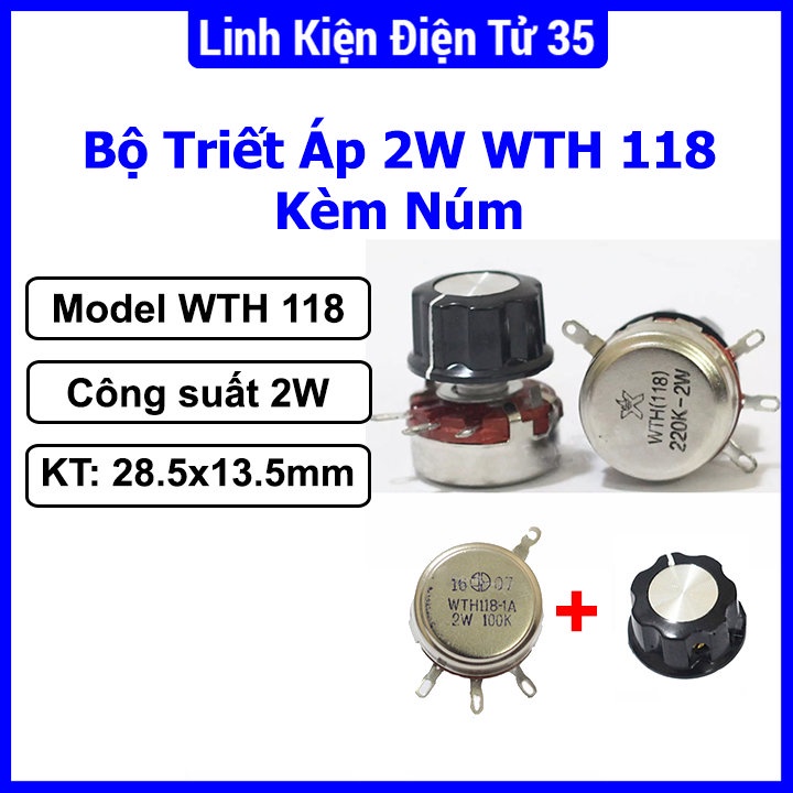 Bộ triết áp 2W WTH (118) kèm núm chất lượng giá tốt