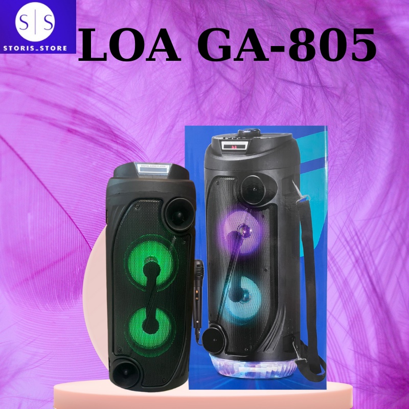 Loa Bluetooth Karaoke Mini, loa xách tay karaoke GA-805 cao cấp- Đèn led 7 màu kèm Micro có dây