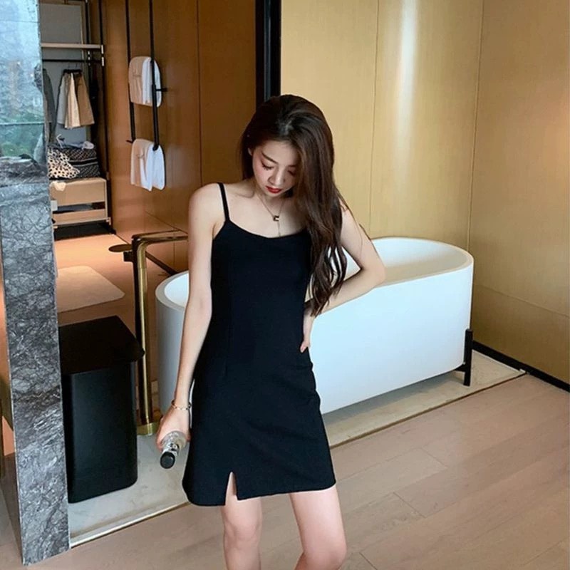 Set váy áo nữ, áo dây rút tay ngắn mix váy 2 dây xuông/body xẻ phong cách Hàn Quốc thời trang nữ size lớn đến 72kg