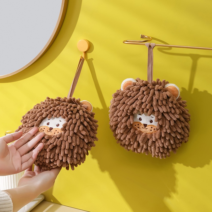 Khăn lau tay hình sư tử chất liệu vải Microfiber mềm mại siêu thấm hút