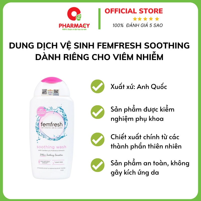Dung dịch vệ sinh Femfresh soothing dành riêng cho viêm nhiễm (nắp hồng) số 1 Anh Quốc