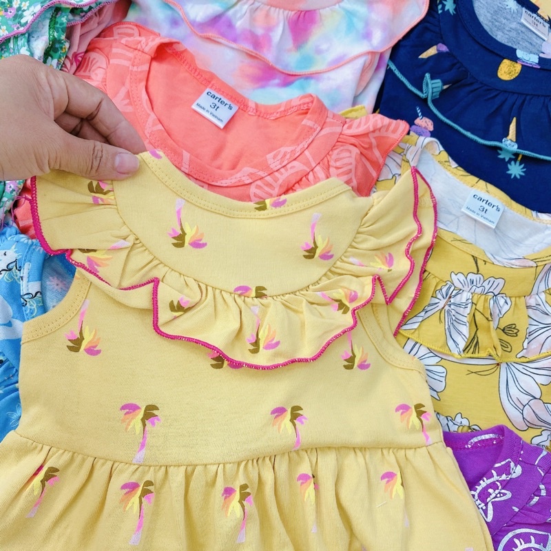 Váy thun cotton bèo cổ VNXK bé gái