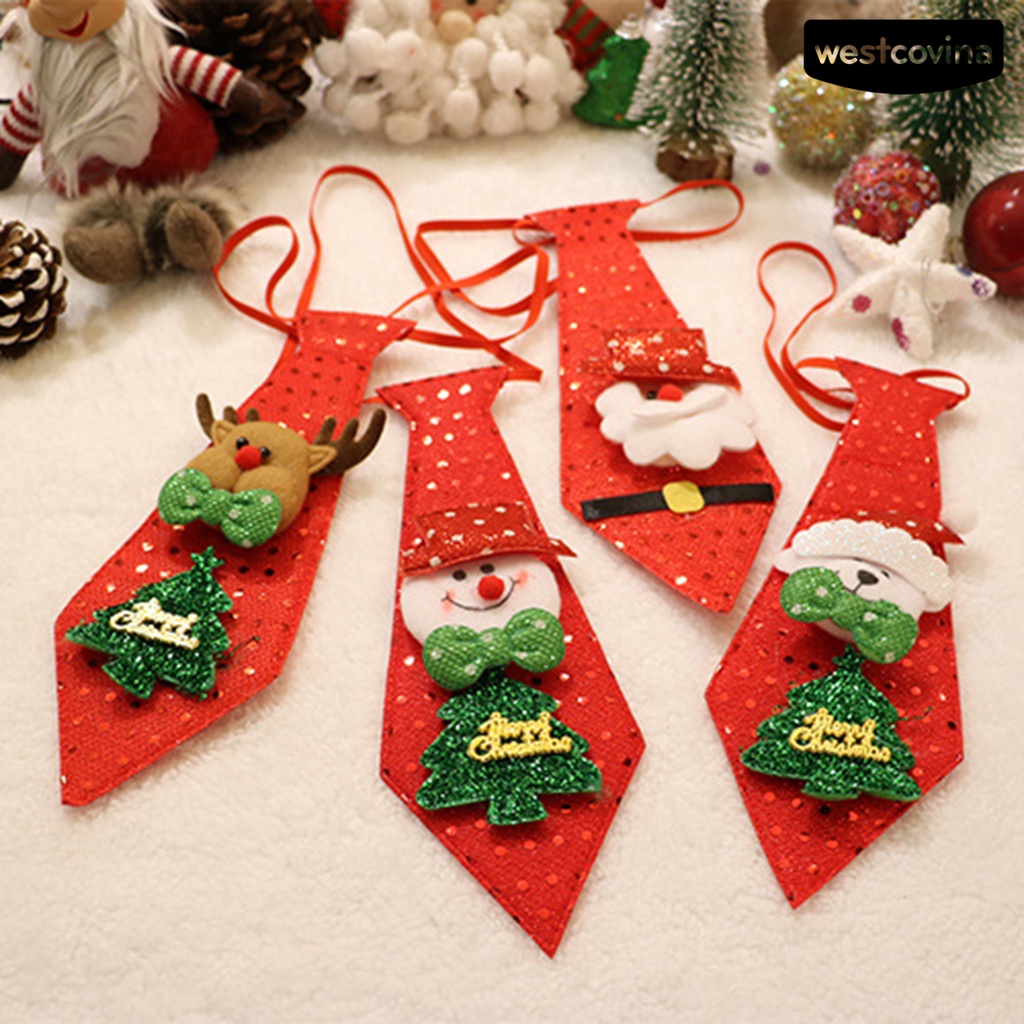 [Hot]☃Cà Vạt In Họa Tiết Giáng Sinh Tinh Tế Không Phai Màu Sắc Tươi Sáng Chống Mài Mòn Dễ