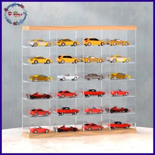 Khung kệ lắp ráp - gỗ thông & mica, trưng bày 24 và 50 chiếc xe mô hình tỷ lệ 1:64 hoặc bearbrick 100%.