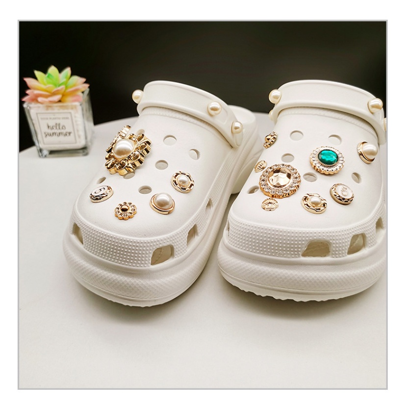 Bộ Phụ Kiện Khóa Dây Giày Crocs Bằng Hợp Kim Đính Ngọc Trai Sang Trọng Charms