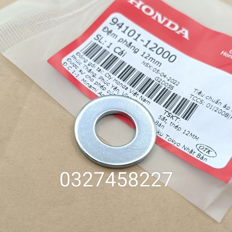 Đệm phẳng 12mm, lông đền phuộc sau trong xe DREAM, WAVE, FUTURE zin Honda