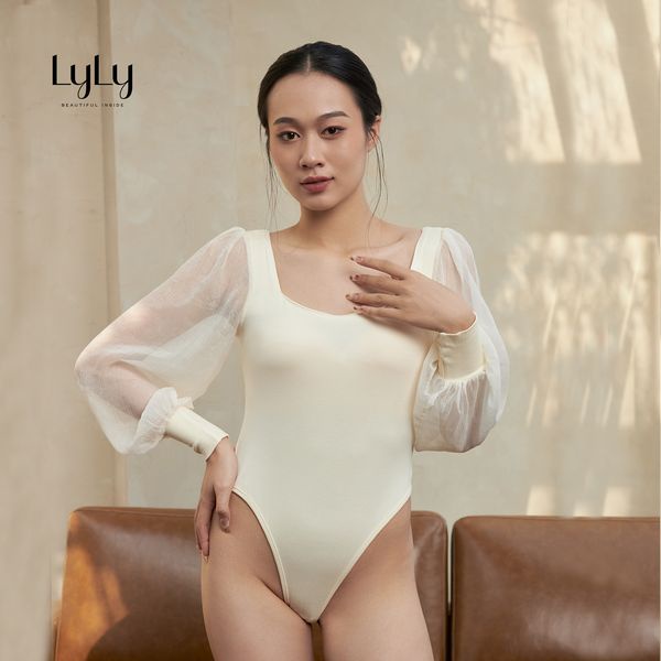 Bodysuit tay bồng nữ tính LyLy JM071 áo liền thân thun ôm body thon thả