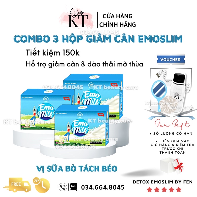 COMBO SỈ 3 HỘP DETOX Giảm Cân EMOSLIM chính hãng 100% - Giảm cân nhanh hiệu quả giam can giảm cân [Freeship + Quà]