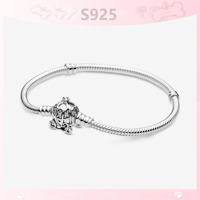 Vòng Tay Bạc S925 Mặt Hình Xe Đẩy Bí Ngô / Cinderella Disney
