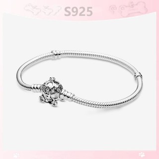 Vòng tay bạc s925 mặt hình xe đẩy bí ngô / cinderella disney