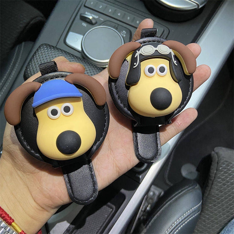 Wallace and Gromit Internet Celebrity Pilot Dog Car Glasses Clip Cow Leather Car Glasses Frame Car Cards Clip Holder Fashion Concise QVcv