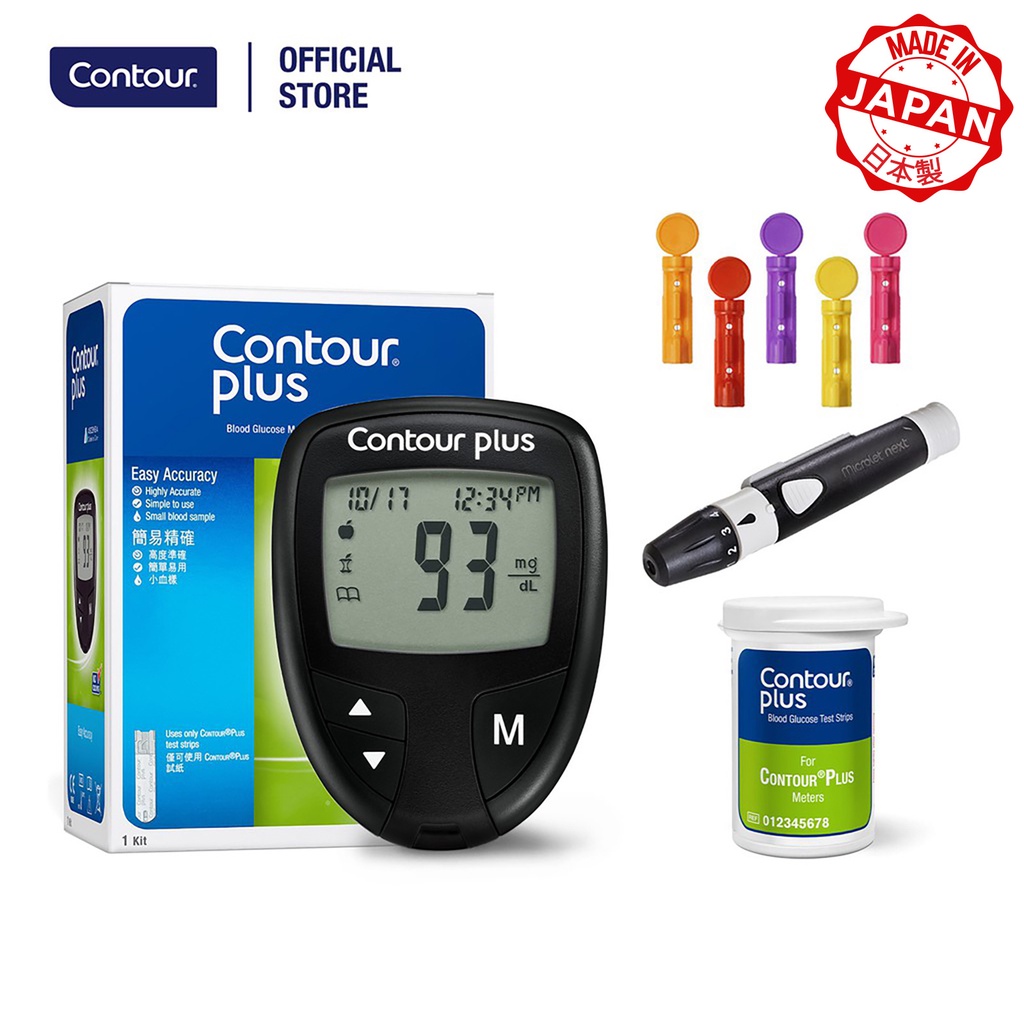 Bộ 2 sản phẩm : 1 Máy đo đường huyết CONTOUR PLUS (mg/dL) và 25 que thử đườngg huyết